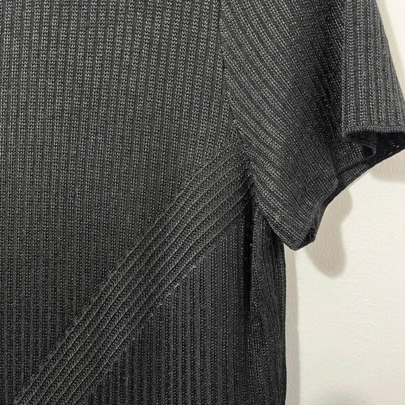 St. John Knits Luxury Black Wool Blend Ribbed Short Sleeve Top [size M] - Picture 3 of 8